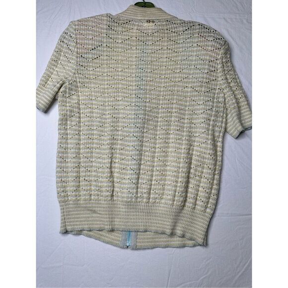 Gorgeous St. John Sport wool blend green & cream zipper tee, size S - Picture 7 of 8